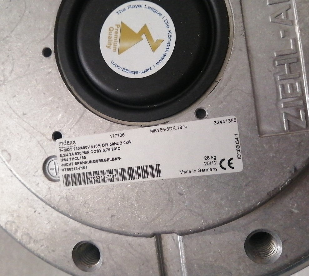 label of MK165-6DK.18.N ZIEHL-ABEGG Centrifugal Fan