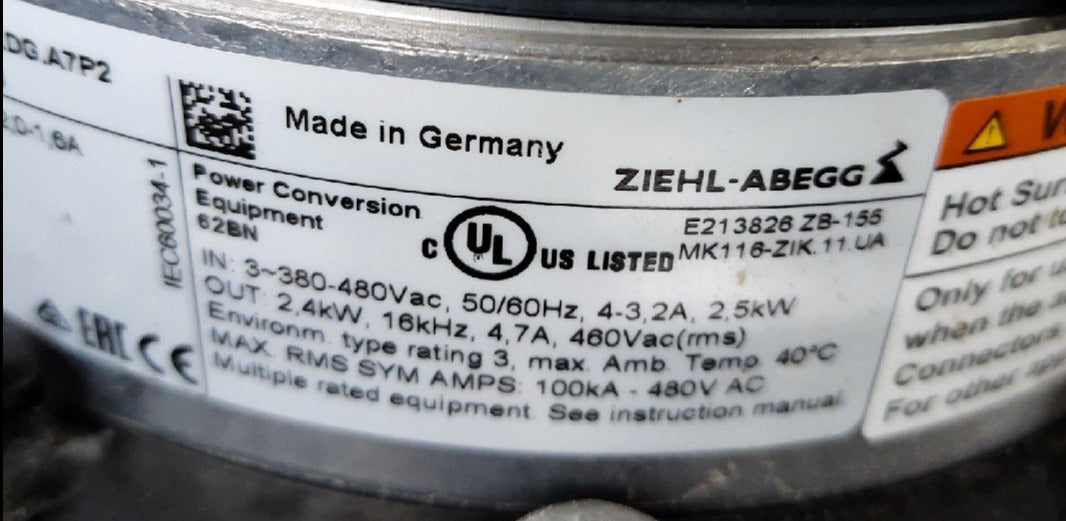 nameplate2 of FN063-ZIQ.DG.A7P2 ZIEHL-ABEGG Axial Fan