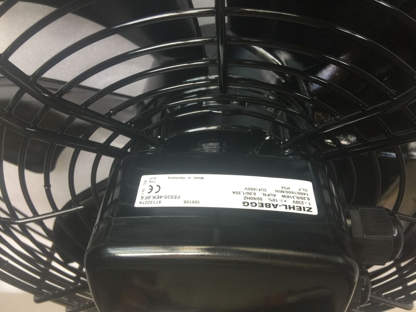 nameplate of FE035-4EK.0F.6 ZIEHL-ABEGG Axial Fan