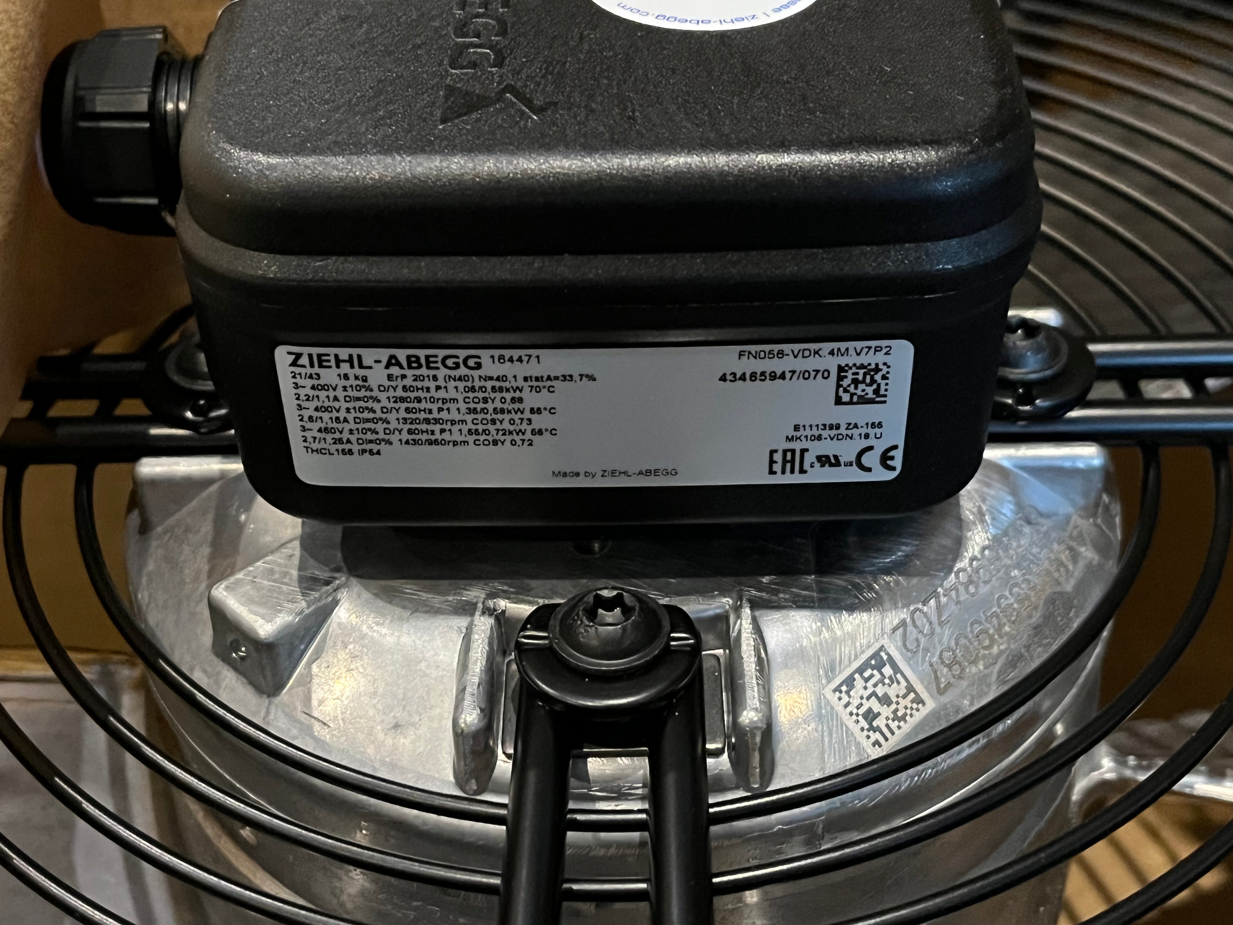 nameplate of FN056-VDK.4M.V7P2 ZIEHL-ABEGG Axial Fan