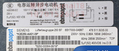 nameplate of K2E250-AA01-09 ebmpapst centrifugal fan