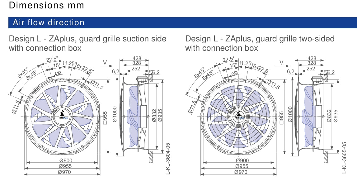 DIMENSION OF ZN080-ZIL.GG.V7P3 ZIEHL-ABEGG EC Axial Fan