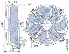 Drawing/dimension1 FN080-ZII.DG.V5P4 ZIEHL-ABEGG Axial Fan