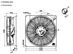 Drawing/dimension  Ebmpapst W3G910-LU25-03/F01  Fan