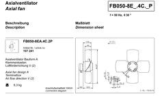 Drawing/dimension FB050-8EA.4C.2P ZIEHL-ABEGG Axial Fan
