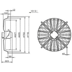 Drawing/dimension FB063-6DK.4I.6S ZIEHL-ABEGG Axial Fan