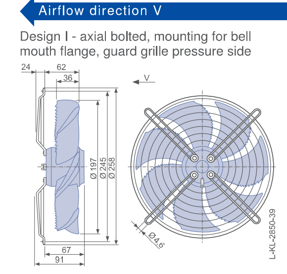 Drawing/dimension  FN020-2EI.W6.V7  ZIEHL-ABEGG Axial Fan