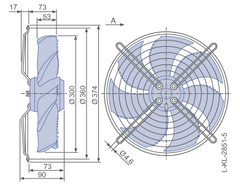 Drawing/dimension FN030-4ED.WA.A7  ZIEHL-ABEGG Axial Fan