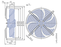 Drawing/dimension FN030-4EK.WC.V7 ZIEHL-ABEGG Axial Fan