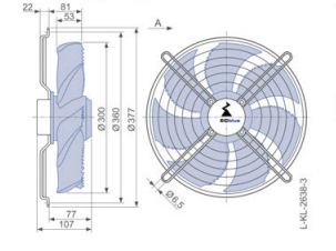 Drawing/dimension FN030-6ID.0E.A7  ZIEHL-ABEGG Axial Fan 