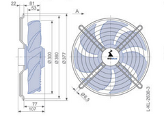 Drawing/dimension FN030-6ID.0E.A7  ZIEHL-ABEGG Axial Fan 