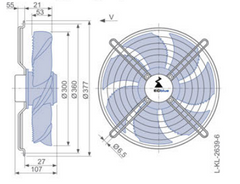 Drawing/dimension FN030-6IK.0E.V7 ZIEHL-ABEGG Axial Fan