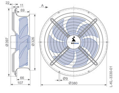 Drawing/dimension FN030-6IL.0E.A7  ZIEHL-ABEGG Axial Fan