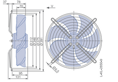 Drawing/dimension  FN031-4EI.WD.V7  ZIEHL-ABEGG Axial Fan