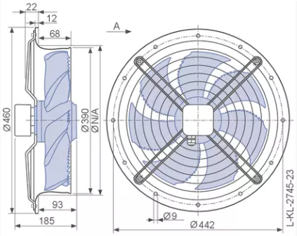 Drawing/dimension  FN035-6EL.0C.A7P2 ZIEHL-ABEGG Axial Fan