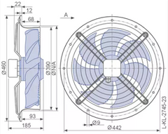 Drawing/dimension  FN035-6EL.0C.A7P2 ZIEHL-ABEGG Axial Fan