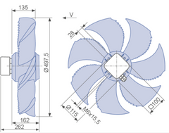 Drawing/dimension FN050-6EA.4F.V7P1  ZIEHL-ABEGG Axial Fan
