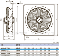 Drawing/dimension FN050-6EQ.4F.V7P1 ZIEHL-ABEGG Axial Fan