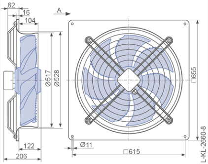 Drawing/dimension FN050-SDQ.4F.A7P1 ZIEHL-ABEGG Axial Fan