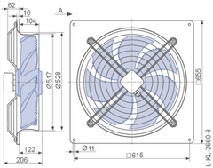 Drawing/dimension FN050-SDQ.4F.A7P1 ZIEHL-ABEGG Axial Fan