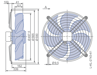 Drawing/dimension  FN050-VDW.4I.A7P1 ZIEHL-ABEGG Axial Fan