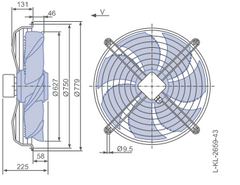 Drawing/dimension FN056-6EK.4I.V7P1 ZIEHL-ABEGG Axial Fan
