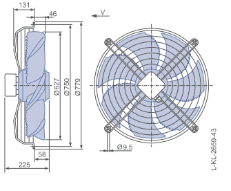 Drawing/dimension FN056-6EK.4I.V7P2  ZIEHL-ABEGG Axial Fan