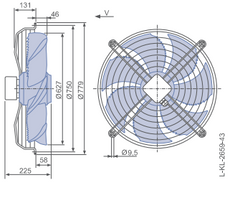 Drawing/dimension FN056-6EK.4I.V7P2  ZIEHL-ABEGG Axial Fan