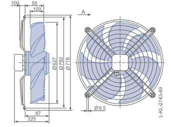 Drawing/dimension FN056-6EW.4I.A7P2  ZIEHL-ABEGG Axial Fan
