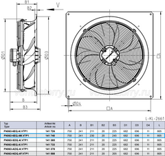 Drawing/dimension FN063-6EQ.4M.V7P1 ZIEHL-ABEGG Axial Fan