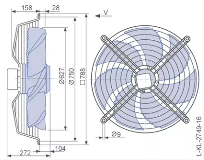 Drawing/dimension FN063-SDW.4M.A7P1  ZIEHL-ABEGG Axial Fan