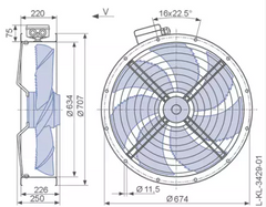 Drawing/dimension FN063-VDF.6N.V7P7 ZIEHL-ABEGG Axial Fan