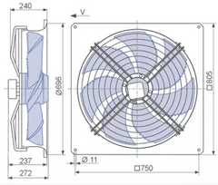 Drawing/dimension FN063-VDQ.6N.V7P6 ZIEHL-ABEGG Axial Fan