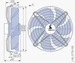 Drawing/dimension FN091-ZIS.GL.V5P1 ZIEHL-ABEGG Axial Fan