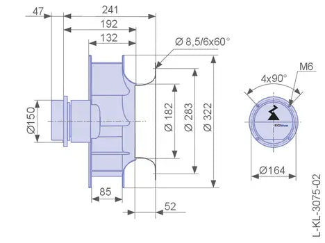 Drawing/dimension  RH28C-6ID.BD.CR  ZIEHL-ABEGG centrifugal fan
