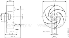 Drawing/dimension RH40G-6DK.2C.1R ZIEHL-ABEGG centrifugal fan