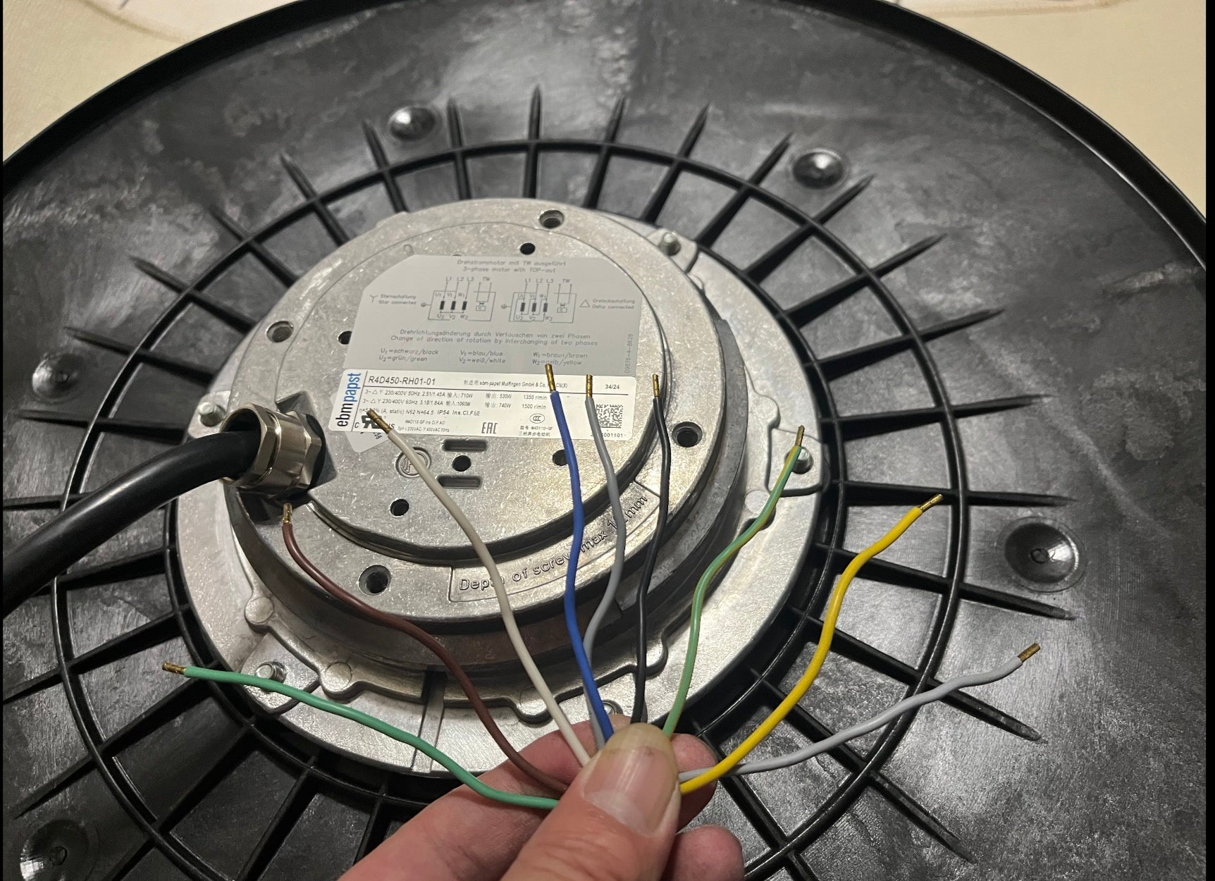 Ebmpapst R4D450-RH01-01 Centrifugal fans connection wires