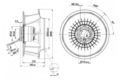 Ebmpapst R4D450-RH01-01 Centrifugal fans drawing