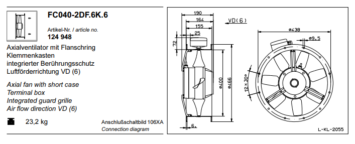 FC040-2DF.6K.6 ZIEHL-ABEGG Axial Fan