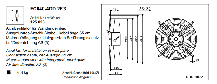 FC040-4DD.2F.3 ZIEHL-ABEGG Axial Fan