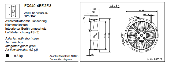 FC040-4EF.2F.3 ZIEHL-ABEGG Axial Fan