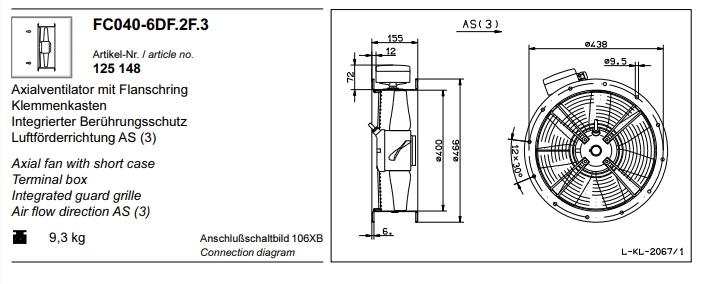 FC040-6DF.2F.3 ZIEHL-ABEGG Axial Fan