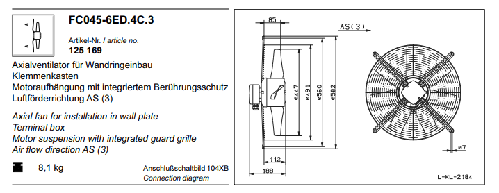FC045.6ED.4C.3 ZIEHL-ABEGG Axial Fan