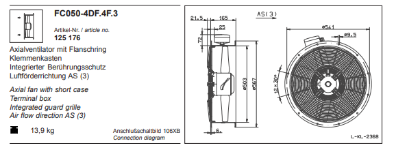 FC050-4DF.4F.3 ZIEHL-ABEGG Axial Fan