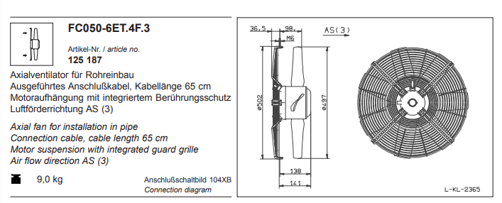 FC050-6ET.4F.3 ZIEHL-ABEGG Axial Fan