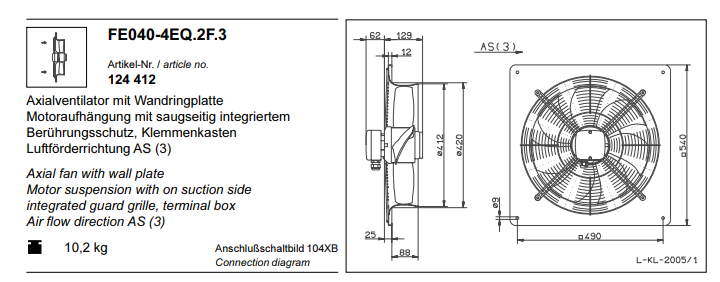 FE040-4EQ.2F.3 ZIEHL-ABEGG Axial Fan