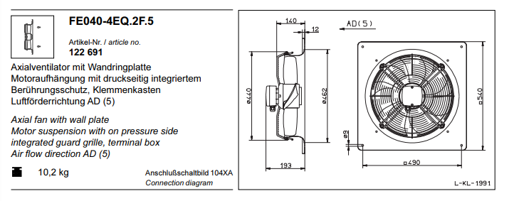FE040-4EQ.2F.5 ZIEHL-ABEGG Axial Fan