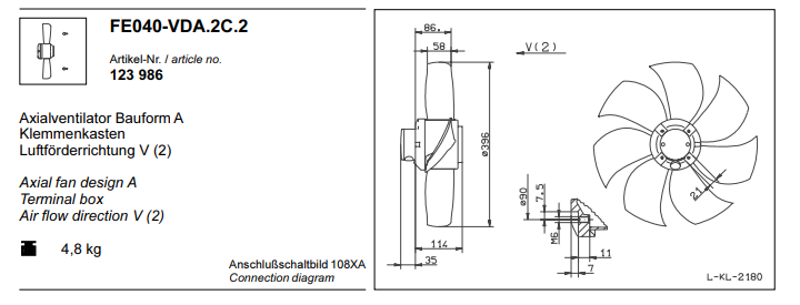 FE040-VDA.2C.2 ZIEHL-ABEGG Axial Fan
