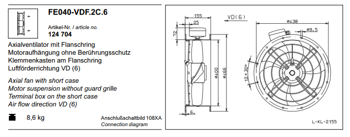 FE040-VDF.2C.6 ZIEHL-ABEGG Axial Fan