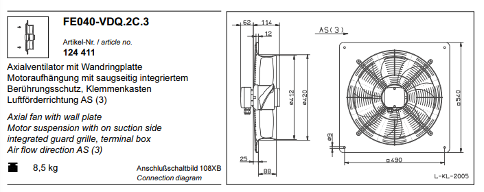 FE040-VDQ.2C.3 ZIEHL-ABEGG Axial Fan